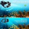 Adult Pano 3 Scuba Diving Mask, Tempered Glass Snorkel Mask Anti-Fog Swim Mask No Leakage Swim Goggles with Nose Cover Snorkeling Gear for Snorkeling, Freediving, Swimming(Black Set)