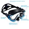 Adult Pano 3 Scuba Diving Mask, Tempered Glass Snorkel Mask Anti-Fog Swim Mask No Leakage Swim Goggles with Nose Cover Snorkeling Gear for Snorkeling, Freediving, Swimming(Blue)
