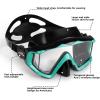 Adult Pano 3 Scuba Diving Mask, Tempered Glass Snorkel Mask Anti-Fog Swim Mask No Leakage Swim Goggles with Nose Cover Snorkeling Gear for Snorkeling, Freediving, Swimming(Black/ Aque)