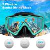 Adult Pano 3 Scuba Diving Mask, Tempered Glass Snorkel Mask Anti-Fog Swim Mask No Leakage Swim Goggles with Nose Cover Snorkeling Gear for Snorkeling, Freediving, Swimming(Black/Ocean Green Set)