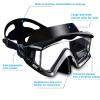 Adult Pano 3 Scuba Diving Mask, Tempered Glass Snorkel Mask Anti-Fog Swim Mask No Leakage Swim Goggles with Nose Cover Snorkeling Gear for Snorkeling, Freediving, Swimming(Black 2PCS)