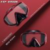 Adult Pano 3 Scuba Diving Mask, Tempered Glass Snorkel Mask Anti-Fog Swim Mask No Leakage Swim Goggles with Nose Cover Snorkeling Gear for Snorkeling, Freediving, Swimming(Crystal Red)