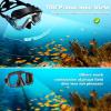 Adult Pano 3 Scuba Diving Mask, Tempered Glass Snorkel Mask Anti-Fog Swim Mask No Leakage Swim Goggles with Nose Cover Snorkeling Gear for Snorkeling, Freediving, Swimming(Blue Set)