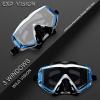 Adult Pano 3 Scuba Diving Mask, Tempered Glass Snorkel Mask Anti-Fog Swim Mask No Leakage Swim Goggles with Nose Cover Snorkeling Gear for Snorkeling, Freediving, Swimming(Blue)