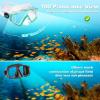 Adult Pano 3 Scuba Diving Mask, Tempered Glass Snorkel Mask Anti-Fog Swim Mask No Leakage Swim Goggles with Nose Cover Snorkeling Gear for Snorkeling, Freediving, Swimming(Aqua Set)