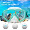 Adult Pano 3 Scuba Diving Mask, Tempered Glass Snorkel Mask Anti-Fog Swim Mask No Leakage Swim Goggles with Nose Cover Snorkeling Gear for Snorkeling, Freediving, Swimming(Aqua Set)