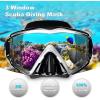 Adult Pano 3 Scuba Diving Mask, Tempered Glass Snorkel Mask Anti-Fog Swim Mask No Leakage Swim Goggles with Nose Cover Snorkeling Gear for Snorkeling, Freediving, Swimming(Black Set)