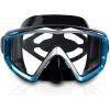 Adult Pano 3 Scuba Diving Mask, Tempered Glass Snorkel Mask Anti-Fog Swim Mask No Leakage Swim Goggles with Nose Cover Snorkeling Gear for Snorkeling, Freediving, Swimming(Blue)
