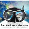 Adult Scuba Diving Mask, Anti-Fog Snorkel Goggles Tempered Glass Swim Mask Goggles with Nose Cover Professional Snorkeling Gear for Diving Snorkeling(Black)