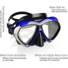 Adult Scuba Diving Mask, Anti-Fog Snorkel Goggles Tempered Glass Swim Mask Goggles with Nose Cover Professional Snorkeling Gear for Diving Snorkeling(Blue)
