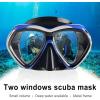 Adult Scuba Diving Mask, Anti-Fog Snorkel Goggles Tempered Glass Swim Mask Goggles with Nose Cover Professional Snorkeling Gear for Diving Snorkeling(Blue)