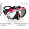 Adult Scuba Diving Mask, Anti-Fog Snorkel Goggles Tempered Glass Swim Mask Goggles with Nose Cover Professional Snorkeling Gear for Diving Snorkeling(Red)