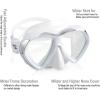 Adult Scuba Diving Mask, Anti-Fog Snorkel Goggles Tempered Glass Swim Mask Goggles with Nose Cover Professional Snorkeling Gear for Diving Snorkeling(White)
