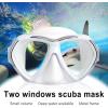 Adult Scuba Diving Mask, Anti-Fog Snorkel Goggles Tempered Glass Swim Mask Goggles with Nose Cover Professional Snorkeling Gear for Diving Snorkeling(White)