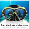 Adult Scuba Diving Mask, Anti-Fog Snorkel Goggles Tempered Glass Swim Mask Goggles with Nose Cover Professional Snorkeling Gear for Diving Snorkeling(Yellow)