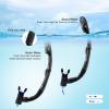 Adult Snorkel Set Panoramic Anti-Fog Diving Mask and Dry Snorkel, Tempered Glass Snorkel Mask Professional Youth Snorkeling Gear for Snorkeling, Swimming, Diving(Black)