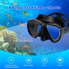 Adult Snorkel Set Panoramic Anti-Fog Diving Mask and Dry Snorkel, Tempered Glass Snorkel Mask Professional Youth Snorkeling Gear for Snorkeling, Swimming, Diving(Black)