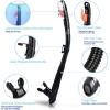EXP VISION Dry Snorkel, Adult Dive Snorkel Free Breath Diving Snorkel Tube Food-Grade Silicone Mouthpiece Snorkeling Gear with Splash Guard Top Valve and Headstrap Clip for Snorkeling Swimming(Black)