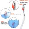 EXP VISION Dry Snorkel, Adult Dive Snorkel Free Breath Diving Snorkel Tube Food-Grade Silicone Mouthpiece Snorkeling Gear with Splash Guard Top Valve and Headstrap Clip for Snorkeling Swimming(Silver)