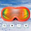 EXP VISION Kids Ski Goggles, Anti-Fog Child Snowboard Goggles Over Glasses Snow Goggles for Boys Girls Toddler Age 3-14(Orange Frame/Red Lens)