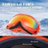 EXP VISION Kids Ski Goggles, Anti-Fog Child Snowboard Goggles Over Glasses Snow Goggles for Boys Girls Toddler Age 3-14(Orange Frame/Red Lens)