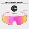 EXP VISION Polarized Cycling Glasses, UV 400 Sports Sunglasses Biking Goggles Running Hiking Golf Fishing Driving(Clear-pink)