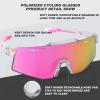 EXP VISION Polarized Cycling Glasses, UV 400 Sports Sunglasses Biking Goggles Running Hiking Golf Fishing Driving(Clear-pink)