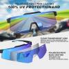 EXP VISION Polarized Cycling Glasses, UV 400 Sports Sunglasses Biking Goggles Running Hiking Golf Fishing Driving(Dark Blue)