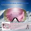 EXP VISION Ski Goggles Magnetic Snowboard Goggles Frameless for Men Women, OTG Anti Fog Interchangeable Lens(Pink)