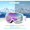 EXP VISION Ski Goggles for Men Women, OTG Snowboard Goggles with 100% UV Protection Anti Fog Lens Snow Goggles(Purple)