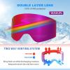 EXP VISION Ski/Snowboard Goggles Parent-child Snow Goggles Over Glasses for Men, Women Youth Kids(Adult Ski Goggles-burgundy)