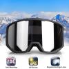 EXP VISION Ski/Snowboard Goggles for Men Women, OTG Snow Goggles Anti Fog UV Protection(Black Frame Sliver)