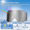 EXP VISION Ski/Snowboard Goggles for Men Women, OTG Snow Goggles Anti Fog UV Protection(White Frame Silver)
