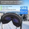 EXP VISION Snowboard Ski Goggles Men Women Youth, Anti Fog OTG Winter Snow Goggles Spherical Detachable Lens(Red)