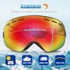EXP VISION Snowboard Ski Goggles Men Women Youth, Anti Fog OTG Winter Snow Goggles Spherical Detachable Lens(Red)