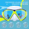 Kids Diving Mask 180° Anti-Fog Swim Mask, Tempered Glass Child Swim Goggles with Nose Cover Anti-Leak Kids Swim Goggles 4-14 Boys Girls for Diving, Snorkeling, Swimming(Yellow)