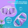 Kids Diving Mask 180° Anti-Fog Swim Mask, Tempered Glass Child Swim Goggles with Nose Cover Anti-Leak Kids Swim Goggles 4-14 Boys Girls for Diving, Snorkeling, Swimming(Purple)