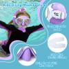 Kids Diving Mask 180° Anti-Fog Swim Mask, Tempered Glass Child Swim Goggles with Nose Cover Anti-Leak Kids Swim Goggles 4-14 Boys Girls for Diving, Snorkeling, Swimming(Purple)