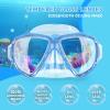 Kids Diving Mask 180° Anti-Fog Swim Mask, Tempered Glass Child Swim Goggles with Nose Cover Anti-Leak Kids Swim Goggles 4-14 Boys Girls for Diving, Snorkeling, Swimming(Purple+Blue 2PCS)
