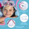 Kids Diving Mask 180° Anti-Fog Swim Mask, Tempered Glass Child Swim Goggles with Nose Cover Anti-Leak Kids Swim Goggles 4-14 Boys Girls for Diving, Snorkeling, Swimming(Pink)