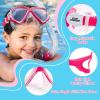 Kids Diving Mask 180° Anti-Fog Swim Mask, Tempered Glass Child Swim Goggles with Nose Cover Anti-Leak Kids Swim Goggles 4-14 Boys Girls for Diving, Snorkeling, Swimming(Bright Pink)