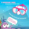 Kids Diving Mask 180° Anti-Fog Swim Mask, Tempered Glass Child Swim Goggles with Nose Cover Anti-Leak Kids Swim Goggles 4-14 Boys Girls for Diving, Snorkeling, Swimming(Bright Pink)