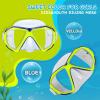Kids Diving Mask 180° Anti-Fog Swim Mask, Tempered Glass Child Swim Goggles with Nose Cover Anti-Leak Kids Swim Goggles 4-14 Boys Girls for Diving, Snorkeling, Swimming(Yellow)
