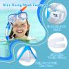 Kids Diving Mask 180° Anti-Fog Swim Mask, Tempered Glass Child Swim Goggles with Nose Cover Anti-Leak Kids Swim Goggles 4-14 Boys Girls for Diving, Snorkeling, Swimming(Blue)