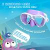 Kids Diving Mask 180° Anti-Fog Swim Mask, Tempered Glass Child Swim Goggles with Nose Cover Anti-Leak Kids Swim Goggles 4-14 Boys Girls for Diving, Snorkeling, Swimming(Purple)
