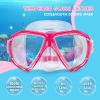 Kids Diving Mask 180° Anti-Fog Swim Mask, Tempered Glass Child Swim Goggles with Nose Cover Anti-Leak Kids Swim Goggles 4-14 Boys Girls for Diving, Snorkeling, Swimming(Bright Pink)