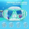 Kids Diving Mask 180° Anti-Fog Swim Mask, Tempered Glass Child Swim Goggles with Nose Cover Anti-Leak Kids Swim Goggles 4-14 Boys Girls for Diving, Snorkeling, Swimming(Aqua)