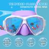 Kids Diving Mask 180° Anti-Fog Swim Mask, Tempered Glass Child Swim Goggles with Nose Cover Anti-Leak Kids Swim Goggles 4-14 Boys Girls for Diving, Snorkeling, Swimming(Purple)