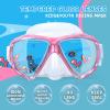 Kids Diving Mask 180° Anti-Fog Swim Mask, Tempered Glass Child Swim Goggles with Nose Cover Anti-Leak Kids Swim Goggles 4-14 Boys Girls for Diving, Snorkeling, Swimming(Pink)