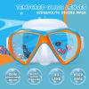Kids Diving Mask 180° Anti-Fog Swim Mask, Tempered Glass Child Swim Goggles with Nose Cover Anti-Leak Kids Swim Goggles 4-14 Boys Girls for Diving, Snorkeling, Swimming(Orange)